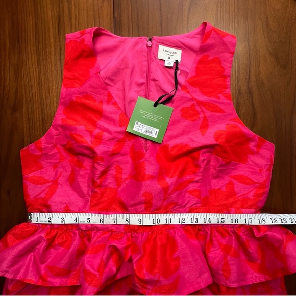 Kate Spade Pink Floral Peplum Sleeveless Midi Dress, 16 - Picture 7 of 8
